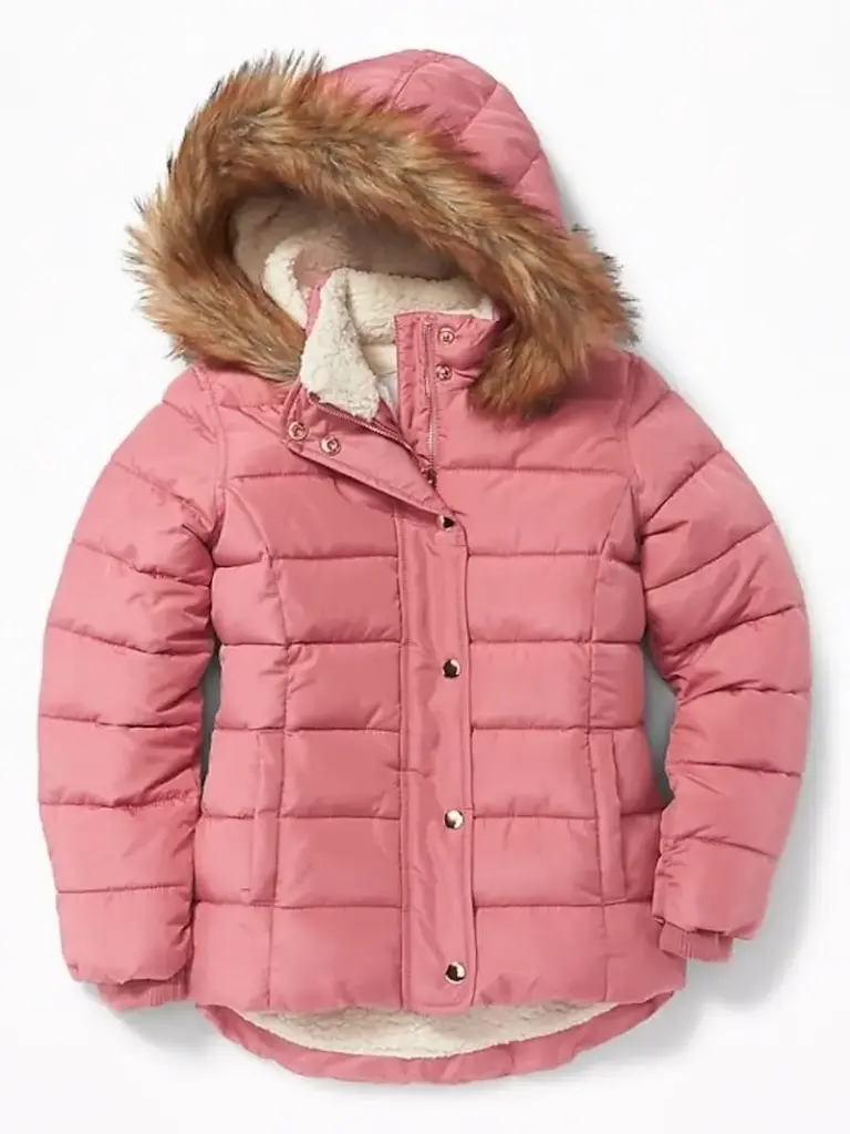 Puffer jacket with faus fur hood