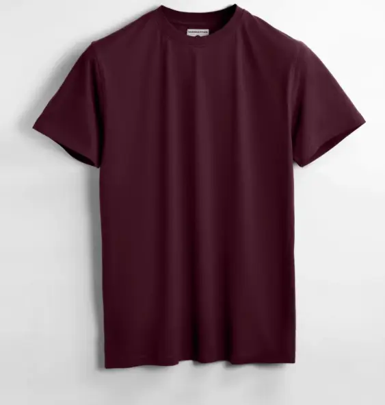 Plain Regular fit Maroon Tshirt