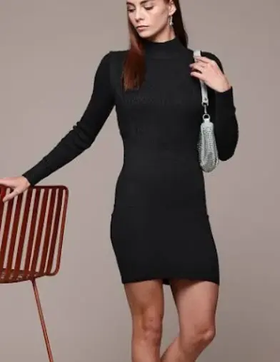 Cable knit sweater dress