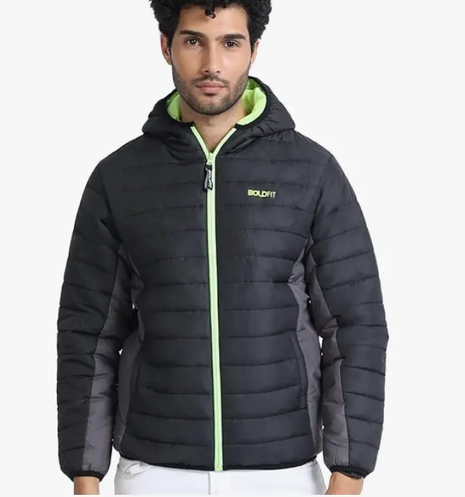 Boldfit winter jacket for men puffer standard length jacket for men winter wear