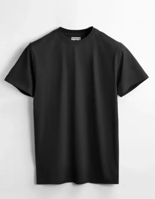 Black Plain Regular fit Tshirt
