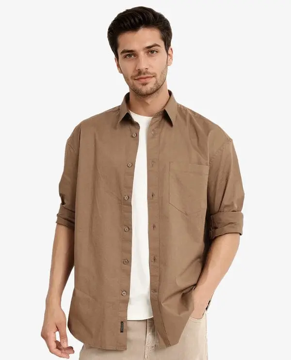 Brown Jacket with White Tee